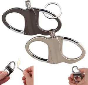 Keychain Lighter, Permanent Match Lighter, Forever Match Infinity Kerosene Refillable Lighters for Outdoor Camping Emergency Fire Starters Kit (Silver Black)