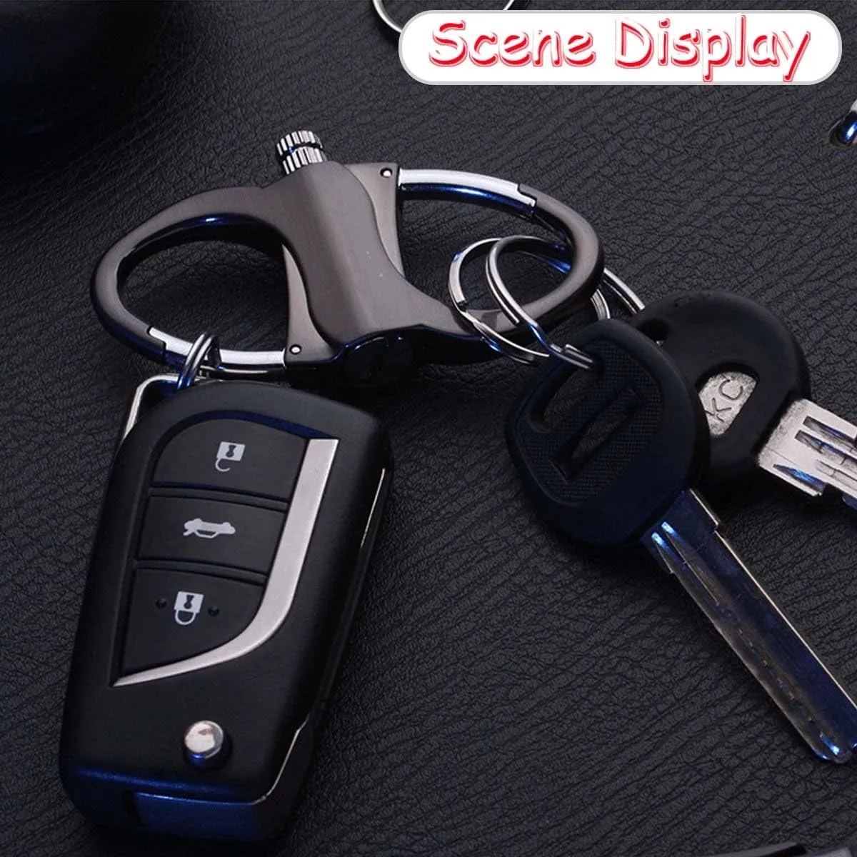 Keychain Lighter with Match Strike Function, Windproof and Waterproof All Weather Resistant Metal Kerosene Fillable Keychain Lighter, Perfect for Emergency Preparedness(Multi-Colored)