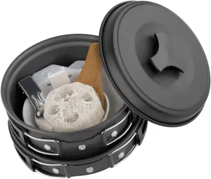 KICHOUSE Camping Cookware Set 1-2 Person Aluminum Pot Pan Bowl Set Compact Camping Kit