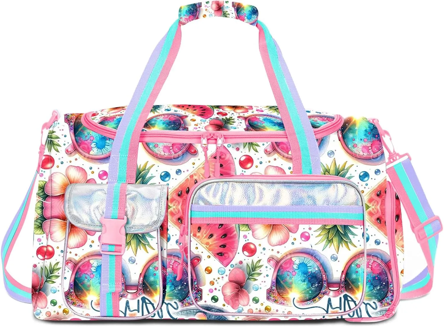 Kids Duffle Bag Girls Travel Bag Boys Overnight Bag for Girls and Woman Tote Bag Sleepover Bag for Girls Gym Dance Bag with Shoes Compartment