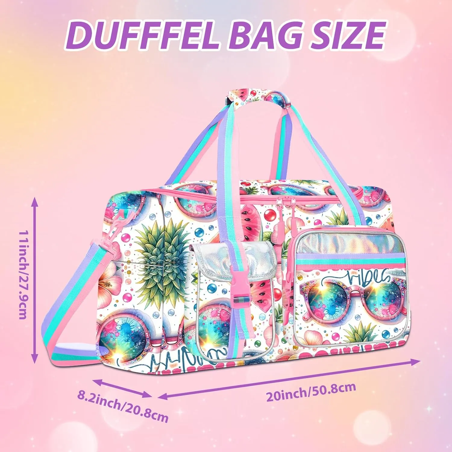 Kids Duffle Bag Girls Travel Bag Boys Overnight Bag for Girls and Woman Tote Bag Sleepover Bag for Girls Gym Dance Bag with Shoes Compartment