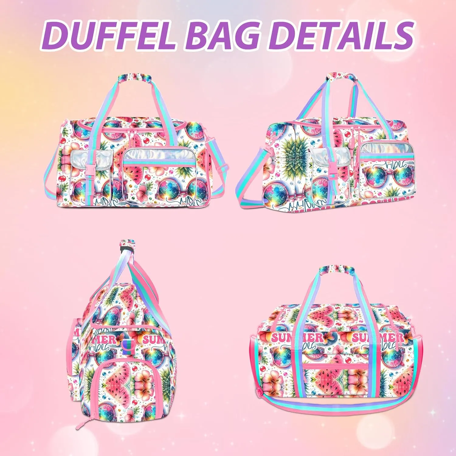 Kids Duffle Bag Girls Travel Bag Boys Overnight Bag for Girls and Woman Tote Bag Sleepover Bag for Girls Gym Dance Bag with Shoes Compartment