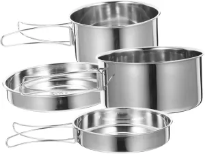 Kisangel 1set Stainless Steel Outdoor Cooking Pot Compact Camping Cookware Lightweight Picnic Utensils for and Storage for Camping Adventures