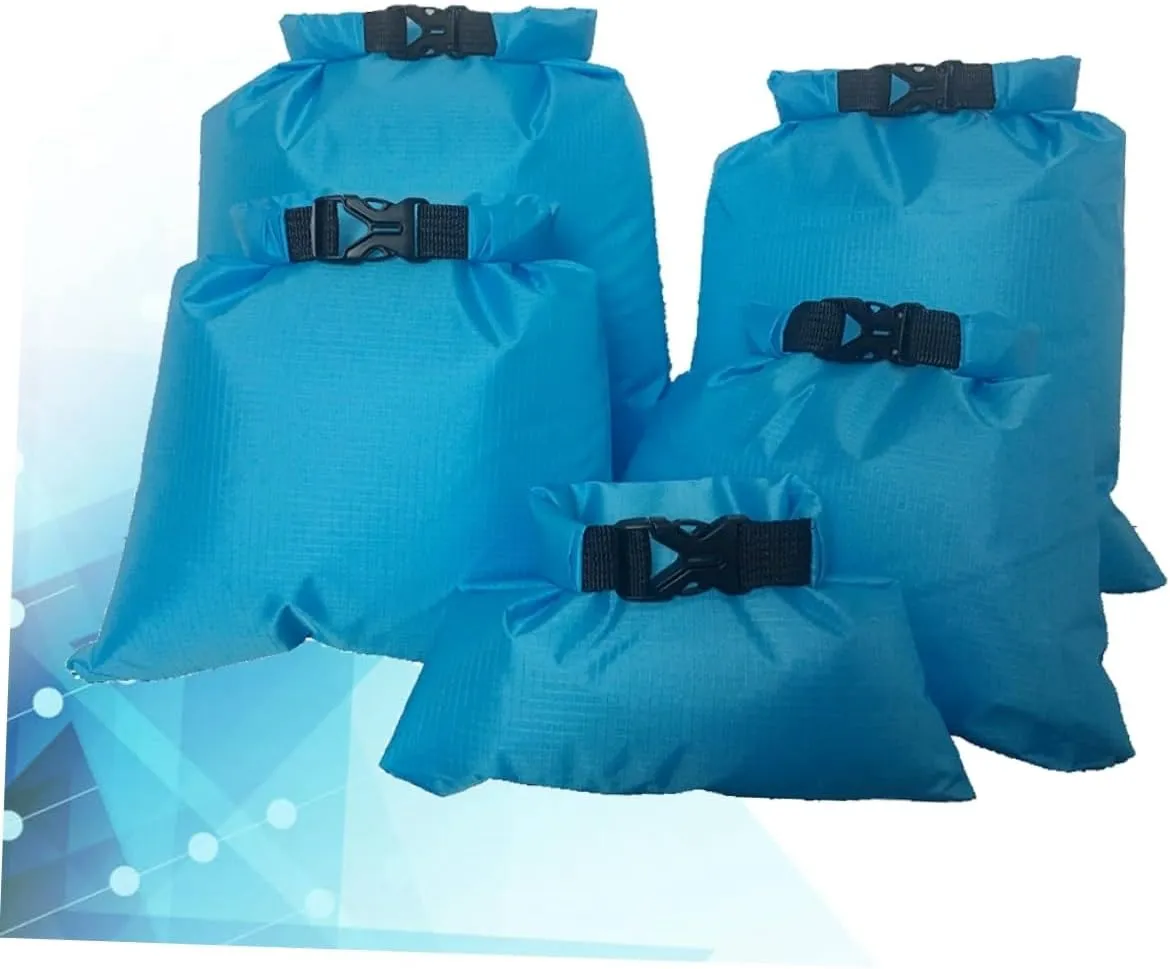 Kisangel 5 Pcs Waterproof Rafting Bag Floating Dry Bag Portable Outdoor Storage Pouch for Kayak Camping Boating 1.5l 2.5l 3.5l 4.5l 6l