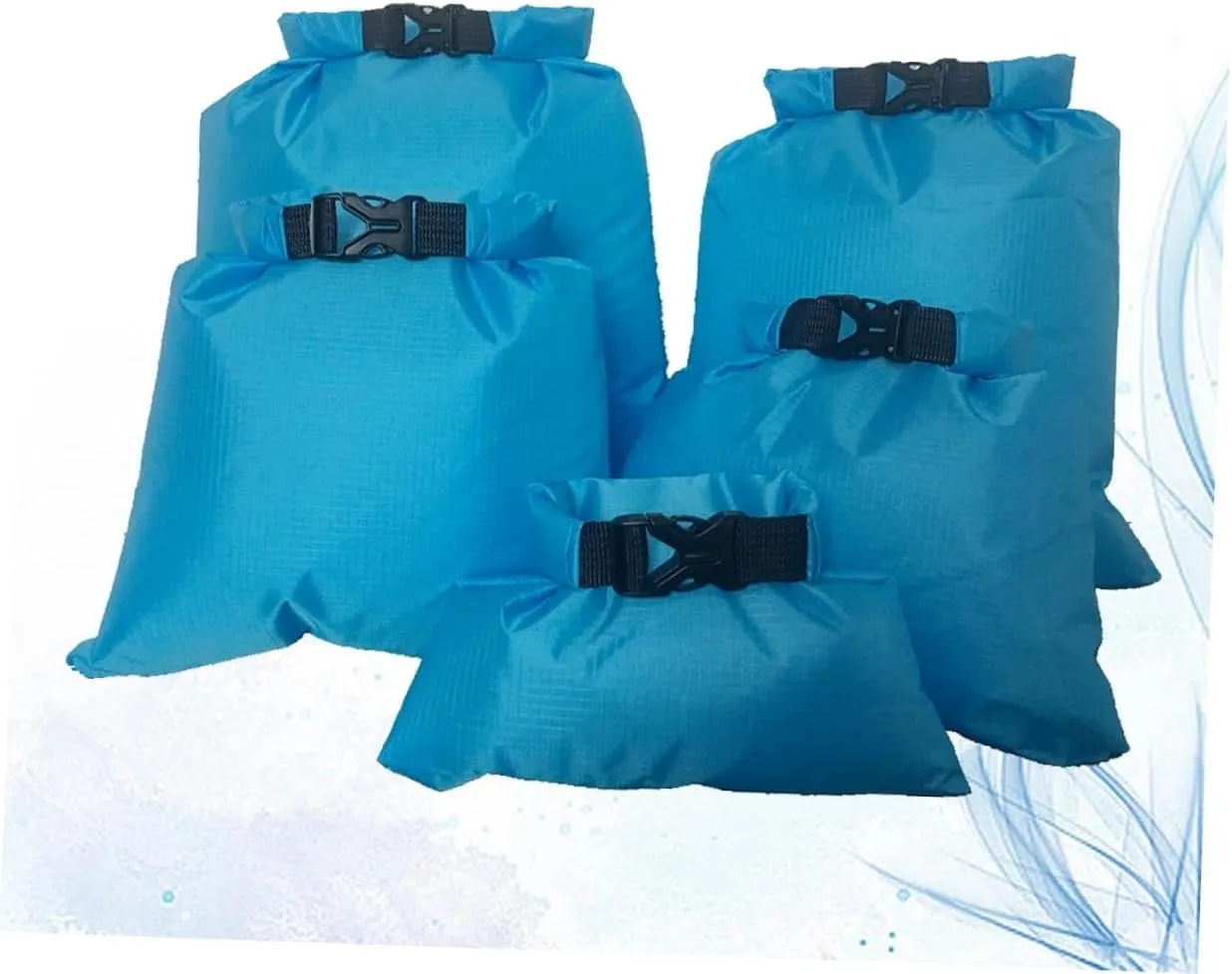 Kisangel 5 Pcs Waterproof Rafting Bag Floating Dry Bag Portable Outdoor Storage Pouch for Kayak Camping Boating 1.5l 2.5l 3.5l 4.5l 6l