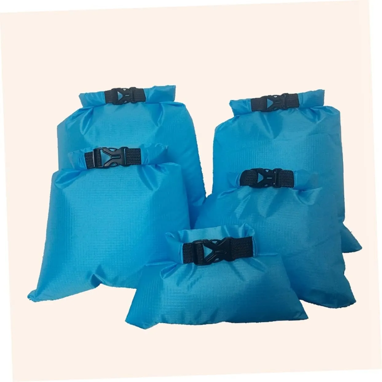 Kisangel 5 Pcs Waterproof Rafting Bag Floating Dry Bag Portable Outdoor Storage Pouch for Kayak Camping Boating 1.5l 2.5l 3.5l 4.5l 6l