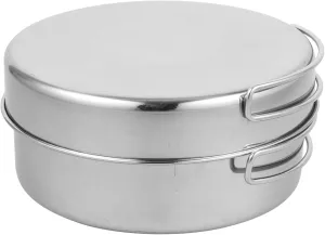 Kisangel Camping Cooking Pan Set Stainless Steel Pot Kit Compact Outdoor Cooking Supplies Easy to Carry