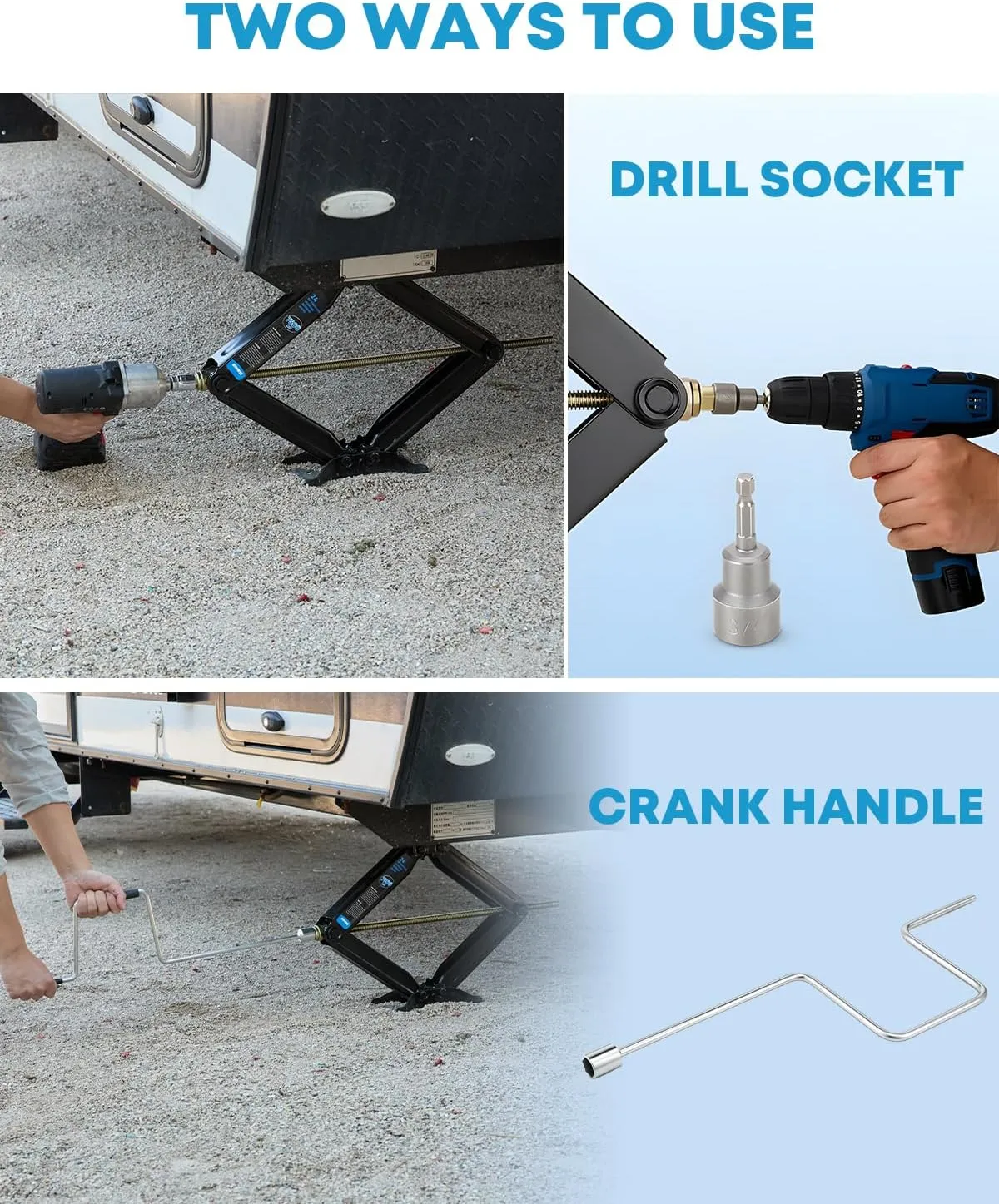 Kohree 7500lbs RV Stabilizer Leveling Scissor Jacks 24" for Travel Trailer Camper, Set of 2, Heavy Duty RV Stabilizer Jacks Kit with Crank Handle and Drill Bit