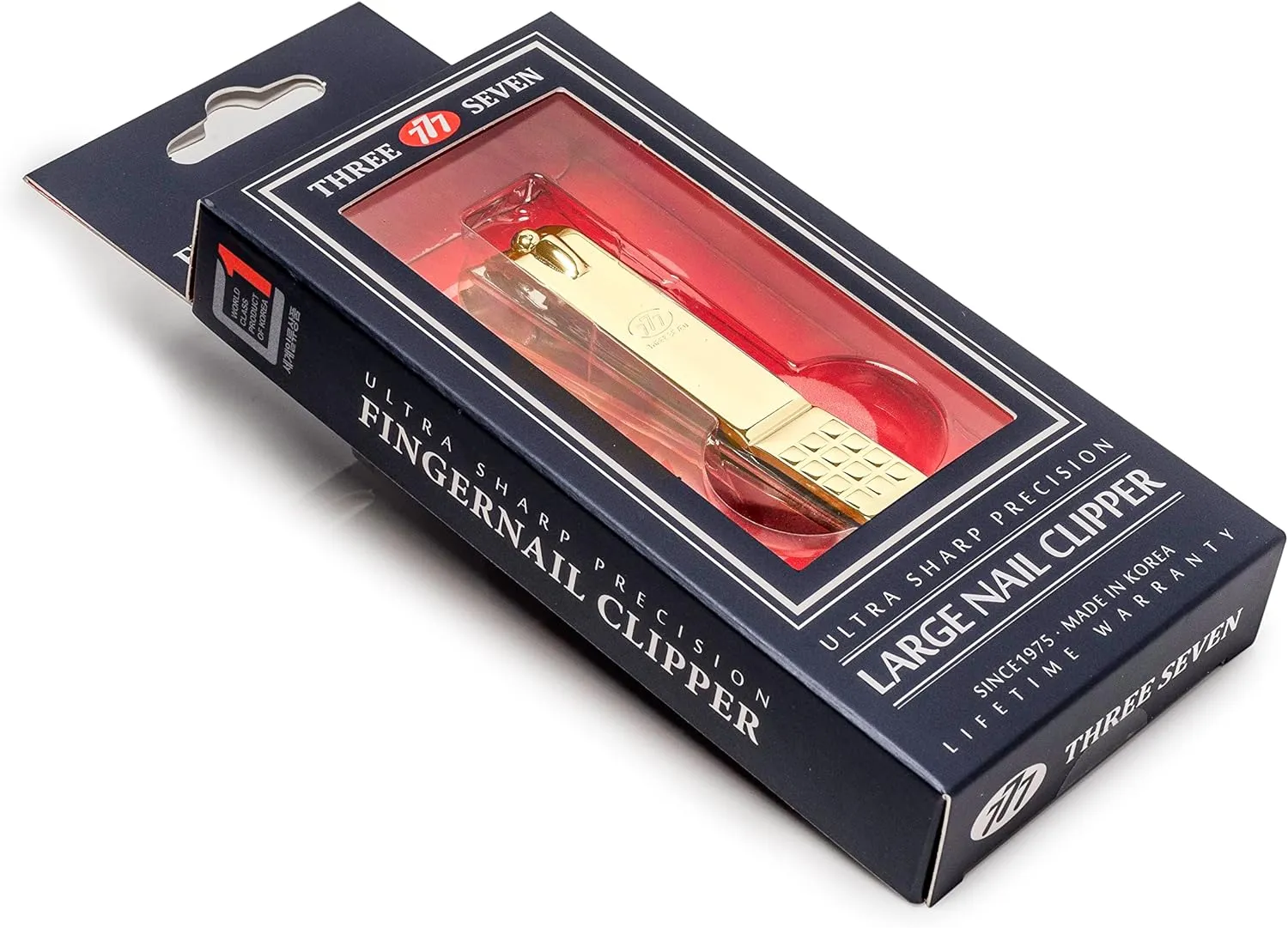 Korean Nail Clipper| World No. 1. Three Seven (777) Ultra Sharp Sturdy Large Fingernail Clipper (P131G) Made in Korea, Since 1975, Silver Gold