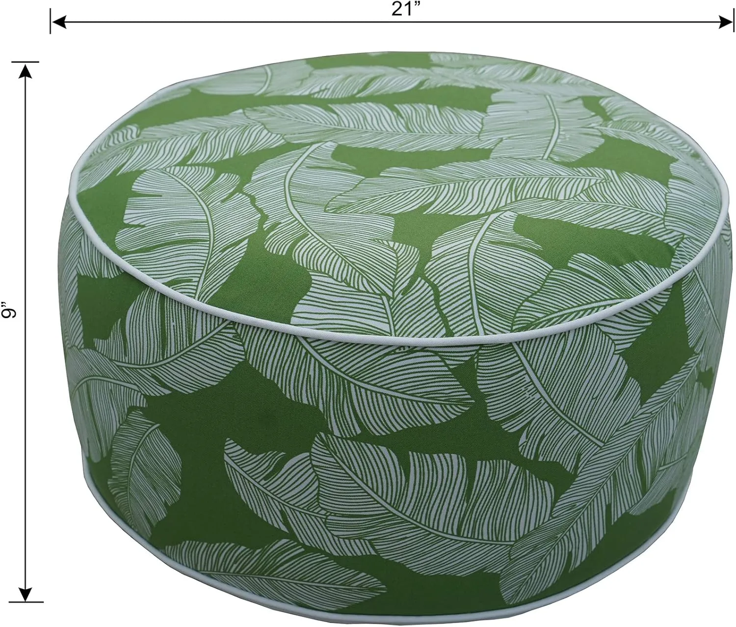 Kozyard Inflatable Ottoman Stool - Portable Round Pouf for Indoor/Outdoor Use - Perfect Small Foot Rest or Seating for Kids and Adults - Ideal for Camping or Home (Green Leaf)