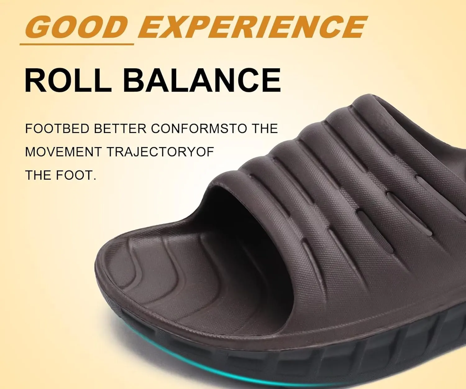KuaiLu Mens Recovery Sandals Orthotic Thick Cushion Open Toe Sport Slides, Reduces Stress on Feet With Comfortable Plantar Fasciitis, Joints & Back Post-Exercise