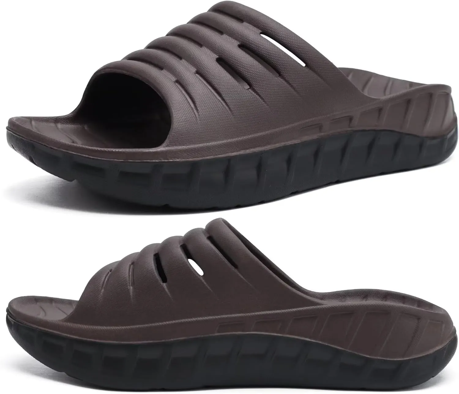 KuaiLu Mens Recovery Sandals Orthotic Thick Cushion Open Toe Sport Slides, Reduces Stress on Feet With Comfortable Plantar Fasciitis, Joints & Back Post-Exercise