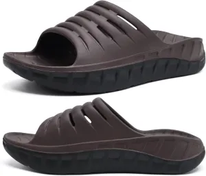 KuaiLu Mens Recovery Sandals Orthotic Thick Cushion Open Toe Sport Slides, Reduces Stress on Feet With Comfortable Plantar Fasciitis, Joints & Back Post-Exercise