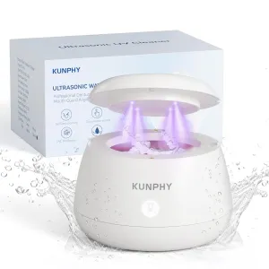 KUNPHY Ultrasonic Retainer Cleaner, 48kHz Denture Cleaner Machine with Cleaning Tablets, Water-Proof Dental Cleaning Pod for Deep Cleaning Night Guard, Mouth Guard, Aligner, Jewelry, Matte White