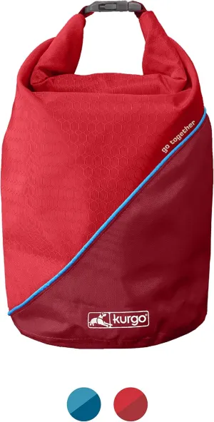 Kurgo Dog Food Travel Bag | Pet Food Travel Storage Container | Dog Travel Accessories for Camping | Easy to Clean | BPA Free | Foldable | Holds 5 Pounds | Kibble Carrier | Coastal Blue & Chili Red