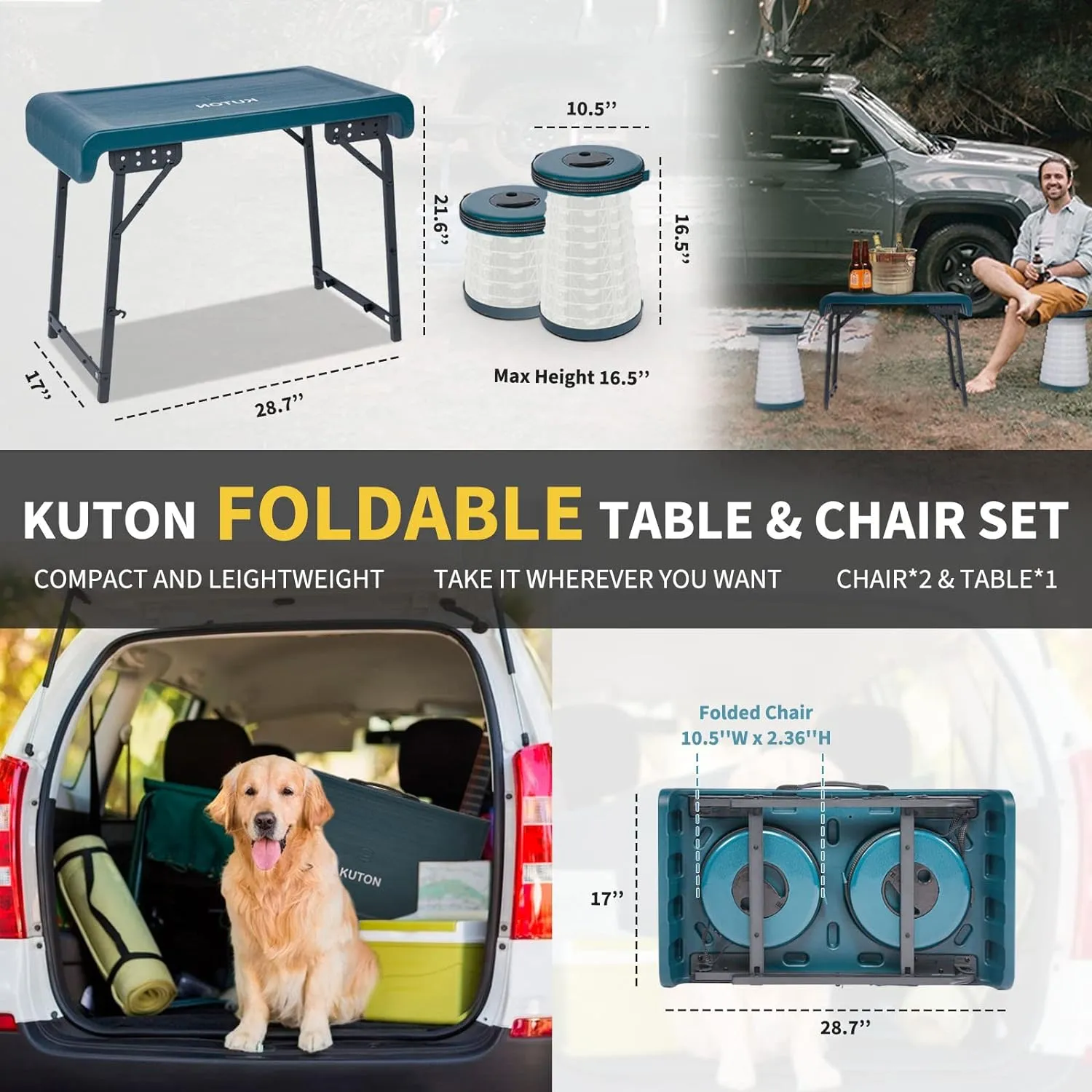 KUTON Folding Table Chair Set-‎YD-TS-BU01