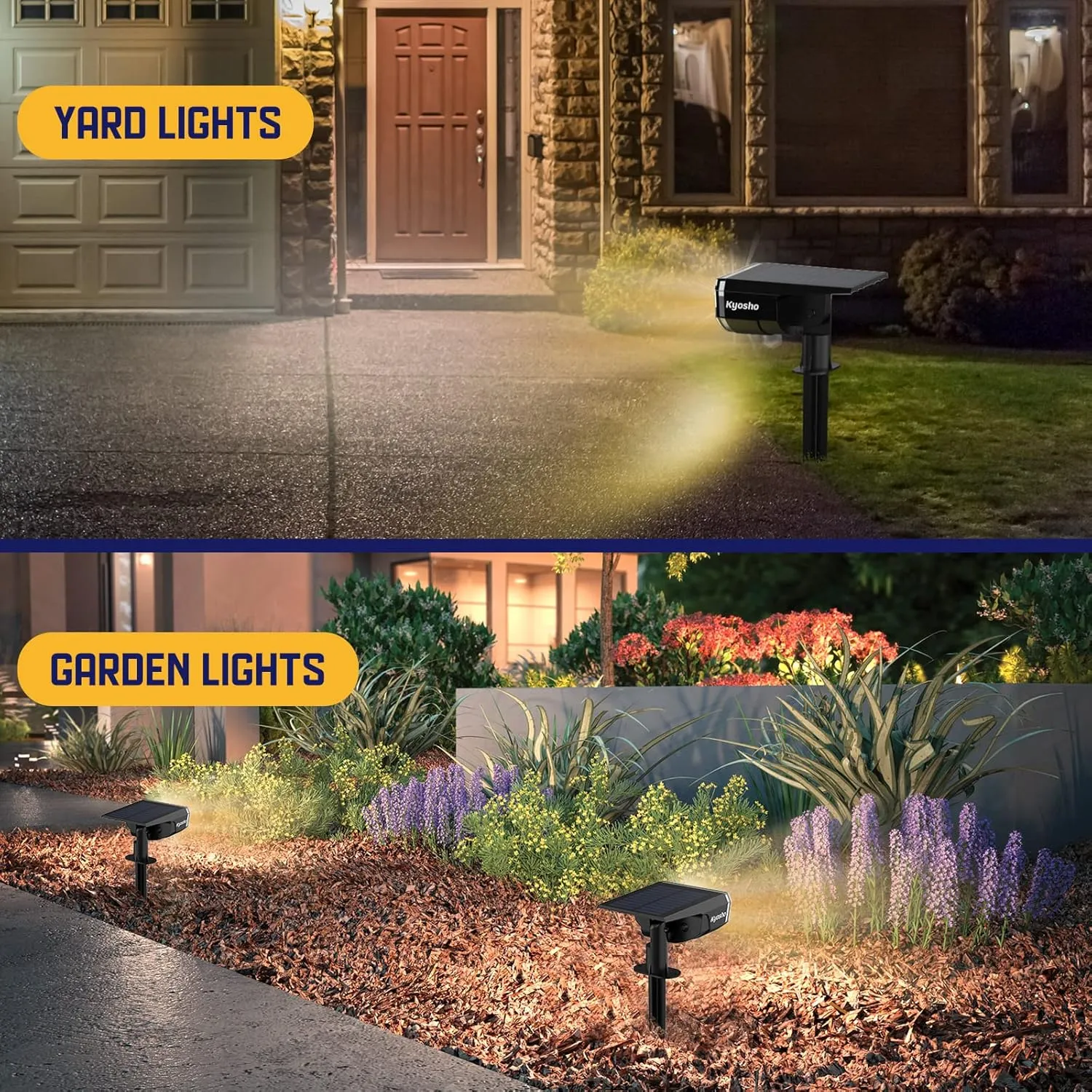 Kyosho Solar Spot Lights Outdoor Warm White, 38 LEDs Solar Landscape Lights IP67 Waterproof, 2-in-1 Outdoor Spotlights Garden Wall Lights with 3 Modes for Tree, Yard, Patio
