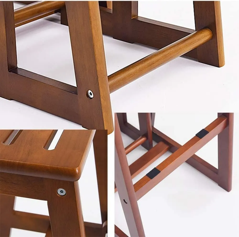 Ladder Stool, Solid Wood Step Stool Step Stool Home High Bench Dual-use Shoe Bench Multi-Function Folding Stool Stair Chair 2-Step Ladder