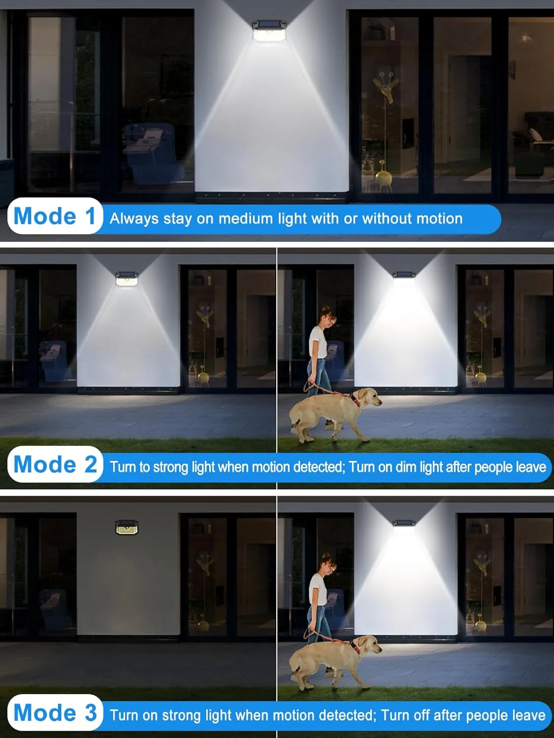 LANSOW Solar Motion Lights Outdoor 6 Pack, 188 LED/3 Modes, Motion Sensor Outdoor Lights, IP65 Waterproof 270° Lighting, Solar Powered Security Flood Lighting for Wall Patio Garage Fence(White)
