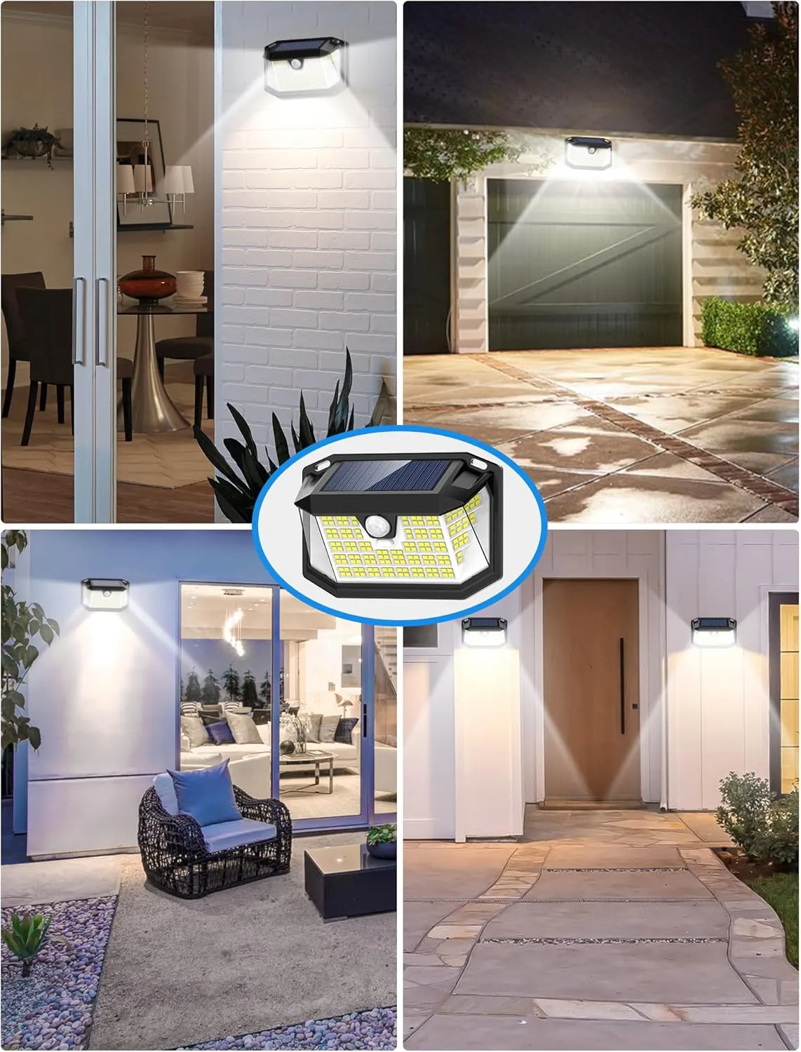 LANSOW Solar Motion Lights Outdoor 6 Pack, 188 LED/3 Modes, Motion Sensor Outdoor Lights, IP65 Waterproof 270° Lighting, Solar Powered Security Flood Lighting for Wall Patio Garage Fence(White)