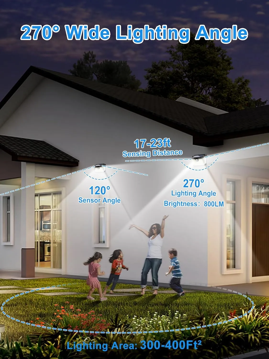 LANSOW Solar Motion Lights Outdoor 6 Pack, 188 LED/3 Modes, Motion Sensor Outdoor Lights, IP65 Waterproof 270° Lighting, Solar Powered Security Flood Lighting for Wall Patio Garage Fence(White)