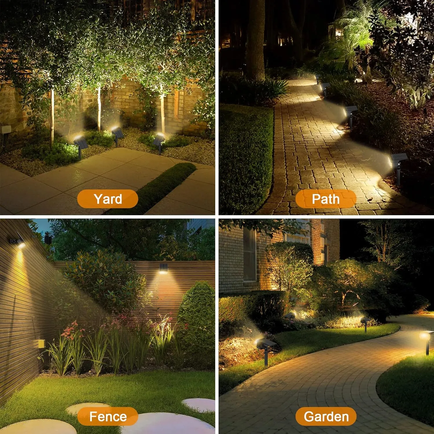 LANSOW Solar Spot Lights Outdoor, [4 Pack/57 LED] 2-in-1 Solar Landscape Spotlights, 3 Modes IP65 Waterproof Dusk to Dawn Solar Powered Flood Wall Lights for Outside Yard Garden Pathway(Warm White)