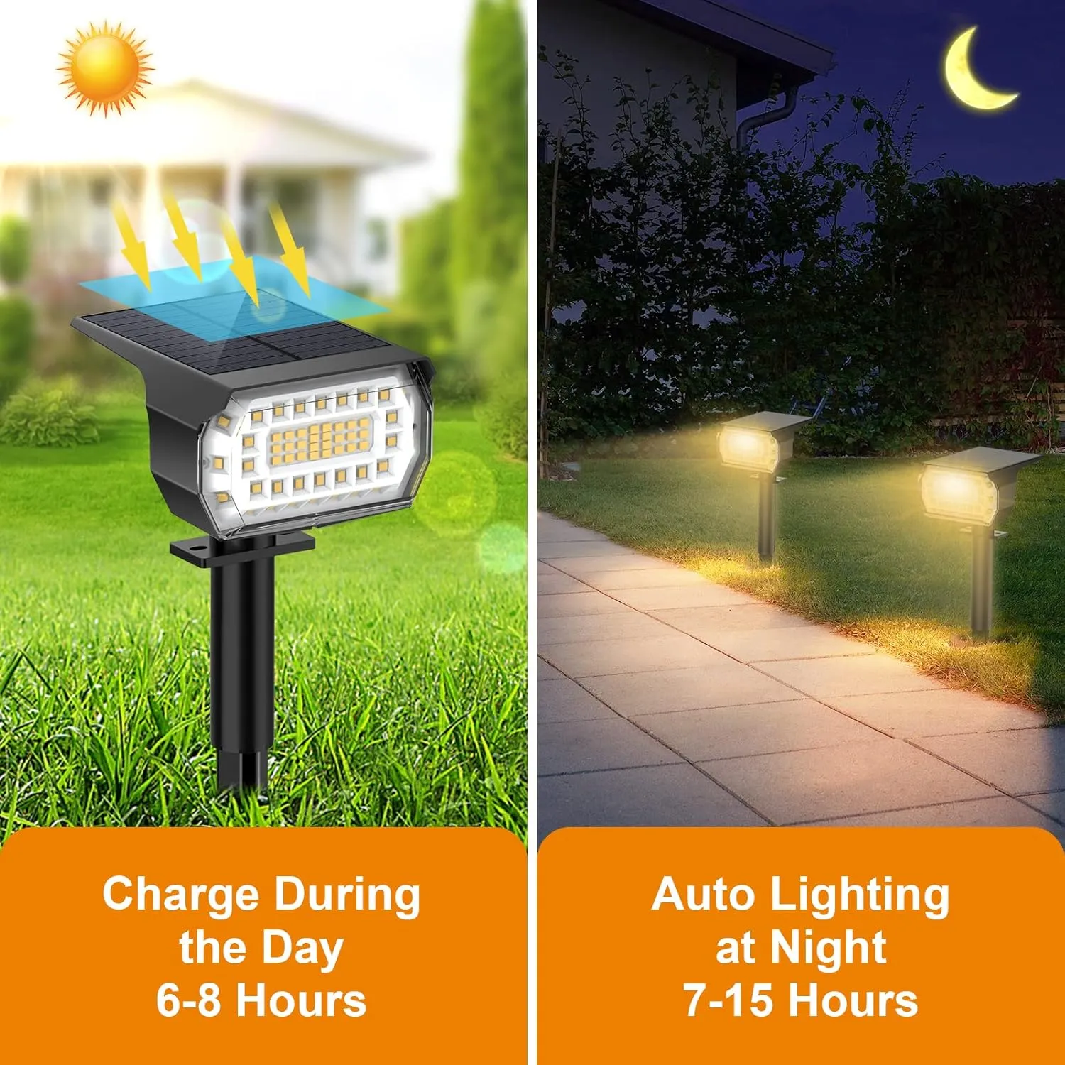 LANSOW Solar Spot Lights Outdoor, [4 Pack/57 LED] 2-in-1 Solar Landscape Spotlights, 3 Modes IP65 Waterproof Dusk to Dawn Solar Powered Flood Wall Lights for Outside Yard Garden Pathway(Warm White)