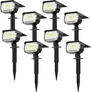 LANSOW Solar Spot Lights Outdoor, [8 Pack/57 LED] 2-in-1 Solar Landscape Spotlights, 3 Modes IP65 Waterproof Dusk to Dawn Solar Powered Flood Wall Lights for Outside Yard Garden Pathway(Cool White)