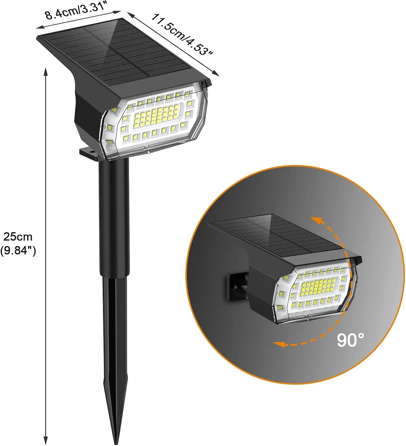 LANSOW Solar Spot Lights Outdoor, [8 Pack/57 LED] 2-in-1 Solar Landscape Spotlights, 3 Modes IP65 Waterproof Dusk to Dawn Solar Powered Flood Wall Lights for Outside Yard Garden Pathway(Cool White)