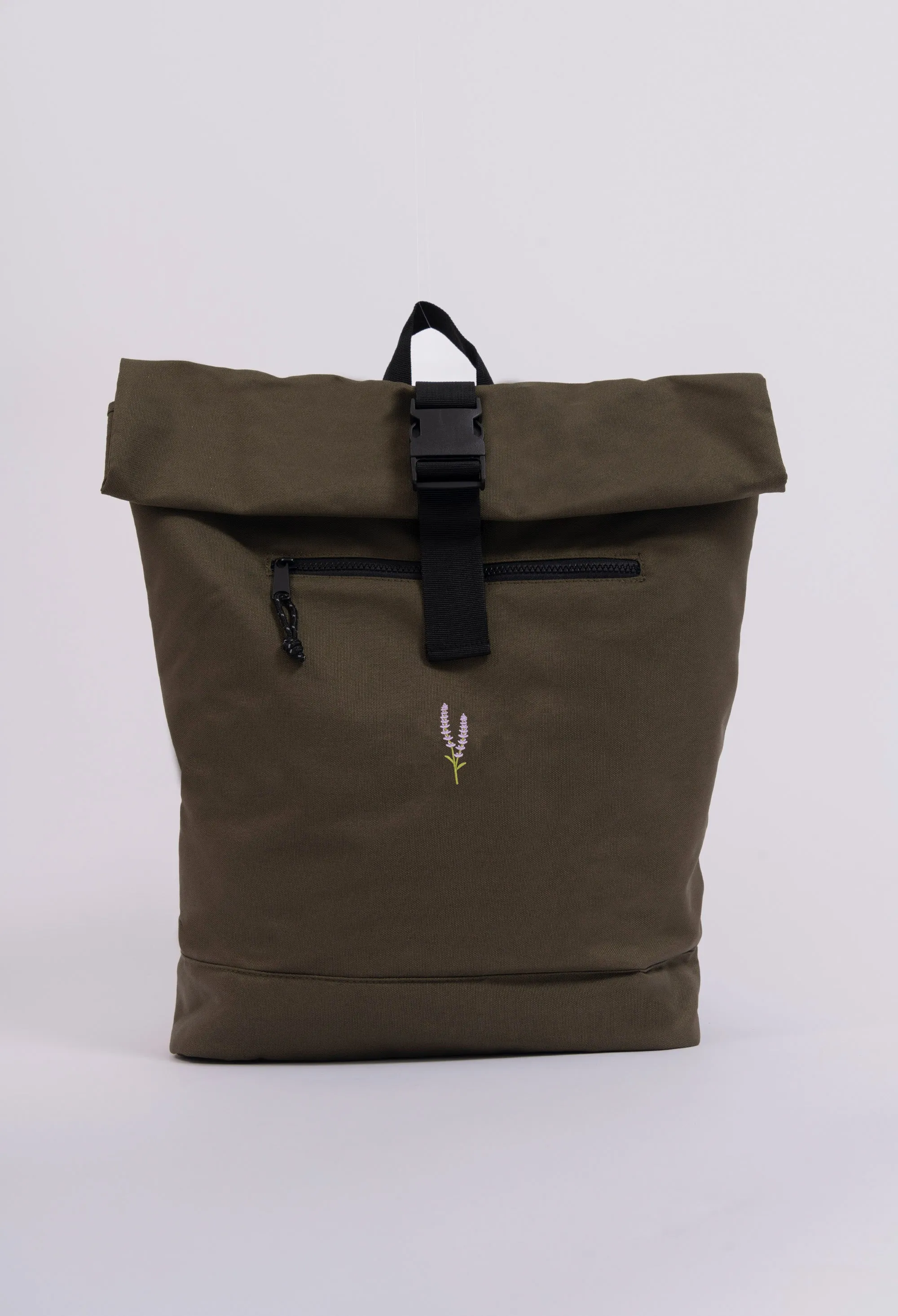lavender recycled roll-top backpack