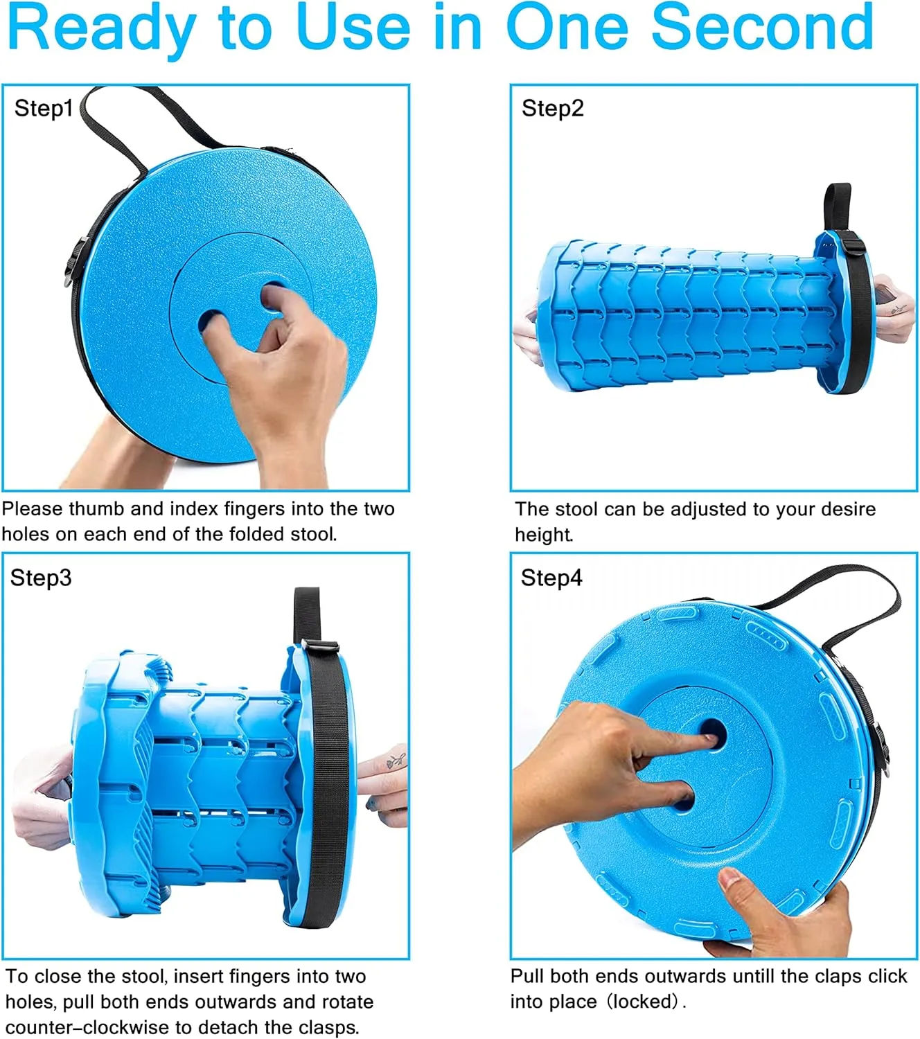 LB Portable Collapsible Retractable Folding Stool, Lightweight Telescoping Foldable Camping Stool for Adults for Outdoor Fishing Hiking Gardening Travel BBQ, Hunting, Indoor Activities (Sea ​​Blue)