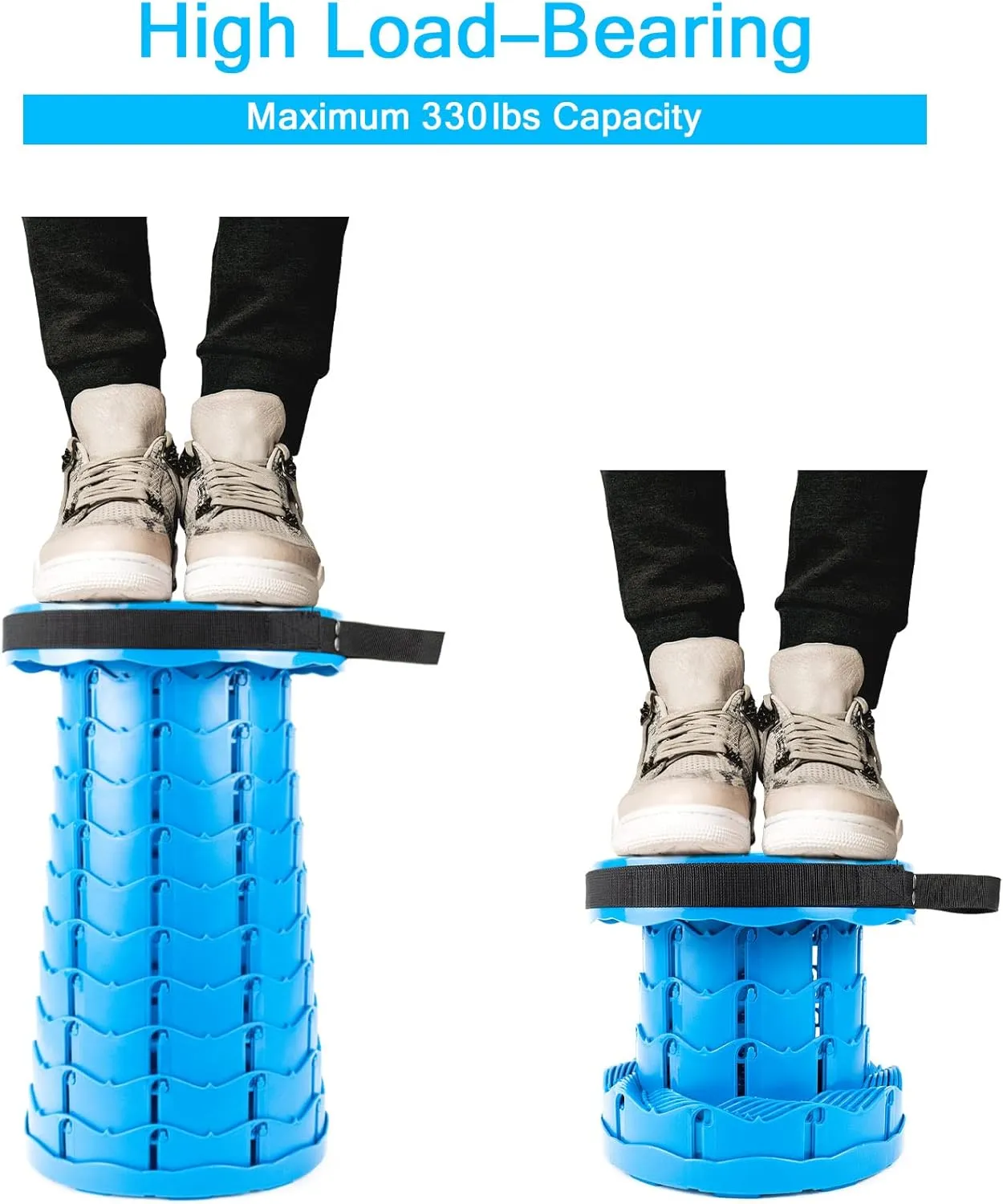 LB Portable Collapsible Retractable Folding Stool, Lightweight Telescoping Foldable Camping Stool for Adults for Outdoor Fishing Hiking Gardening Travel BBQ, Hunting, Indoor Activities (Sea ​​Blue)