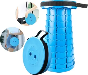LB Portable Collapsible Retractable Folding Stool, Lightweight Telescoping Foldable Camping Stool for Adults for Outdoor Fishing Hiking Gardening Travel BBQ, Hunting, Indoor Activities (Sea ​​Blue)