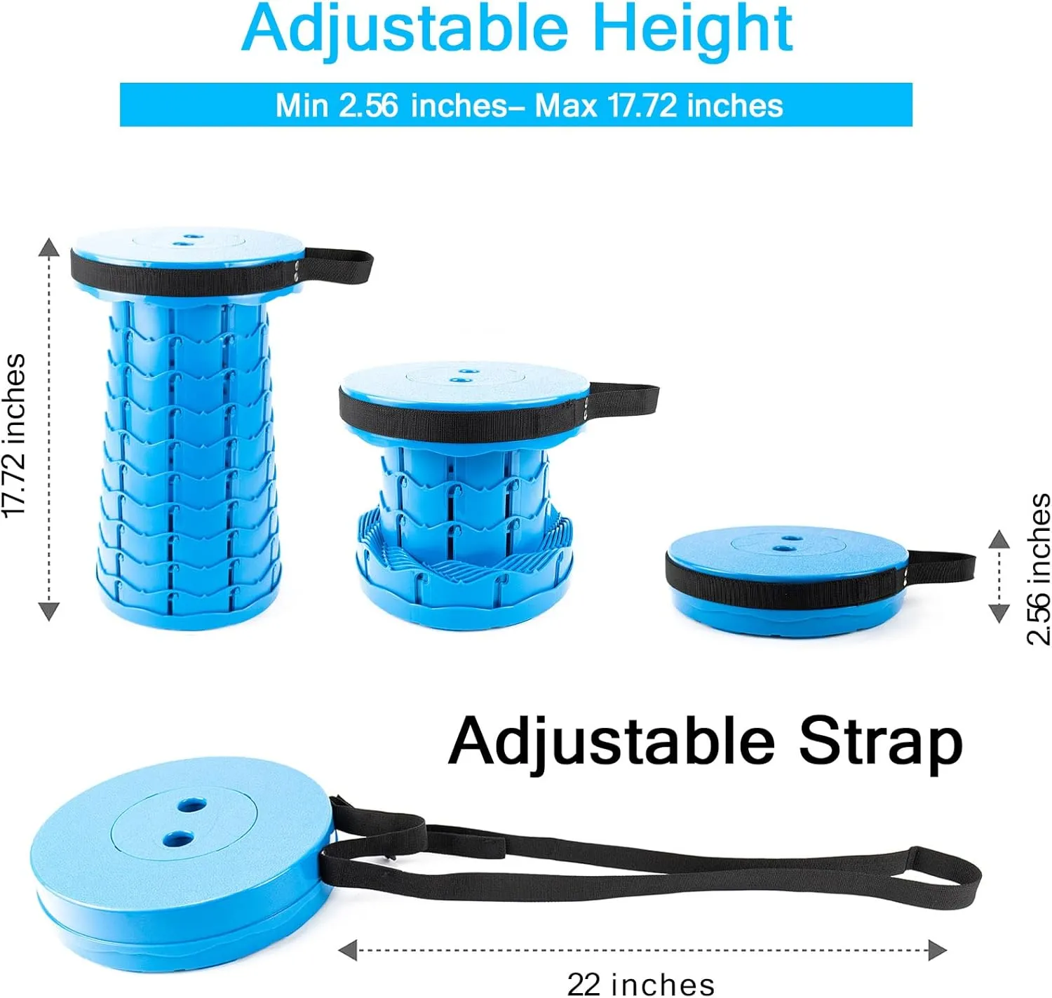 LB Portable Collapsible Retractable Folding Stool, Lightweight Telescoping Foldable Camping Stool for Adults for Outdoor Fishing Hiking Gardening Travel BBQ, Hunting, Indoor Activities (Sea ​​Blue)