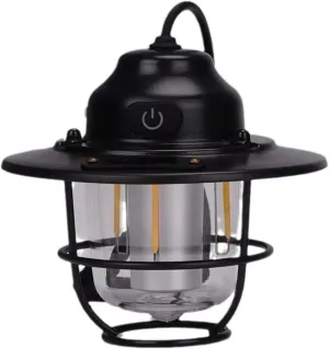 LED Camping Lamp Retro Hanging Lamp Portable Stepless Dimming Camping Light Waterproof Rechargeable Outdoor Light Lantern