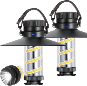 LED Camping Lantern Rechargeable - 2 Pack Portable Flashlight Lanterns with 1000LM IPX5 Waterproof Survival Kit Emergency Tent Light for Indoor Outdoor Hurricane Hiking Fishing Home Power Outages