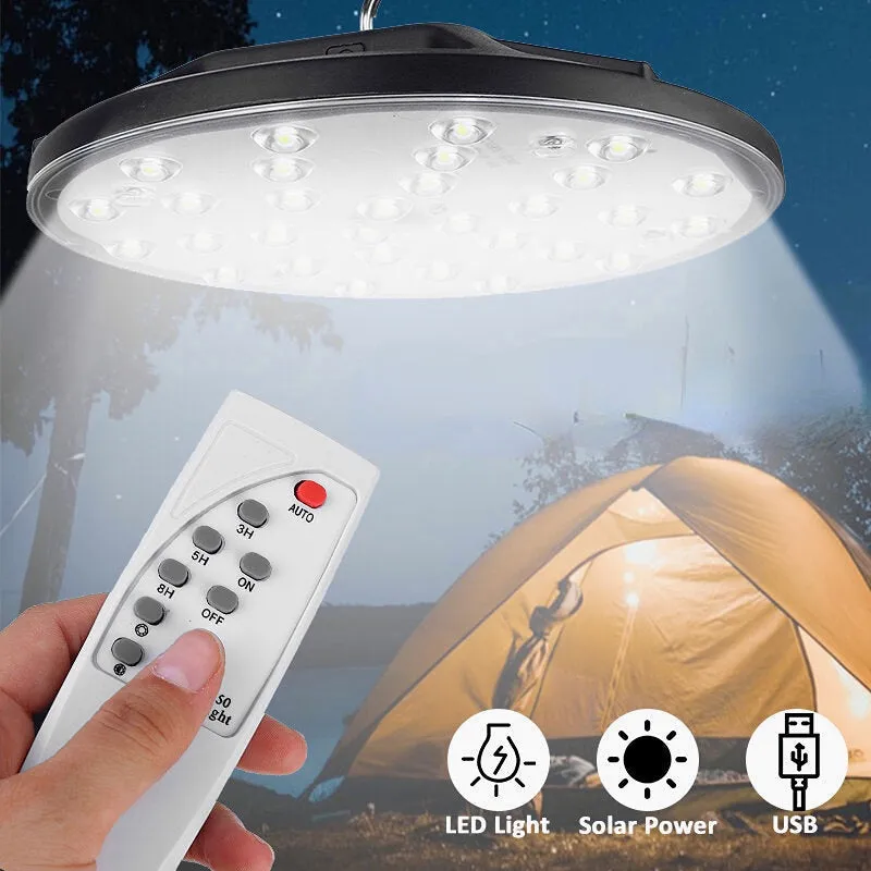 LED Solar Camping Tent Light Garden Hooking Floodlight Outdoor Lamp With Remote Control