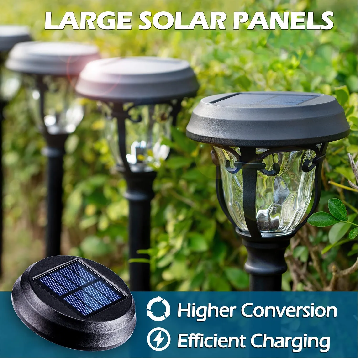 LeiDrail 6 Pack 2 Modes Super Bright Metal Glass Solar Path Light Waterproof Warm White/Cool White（LD017）