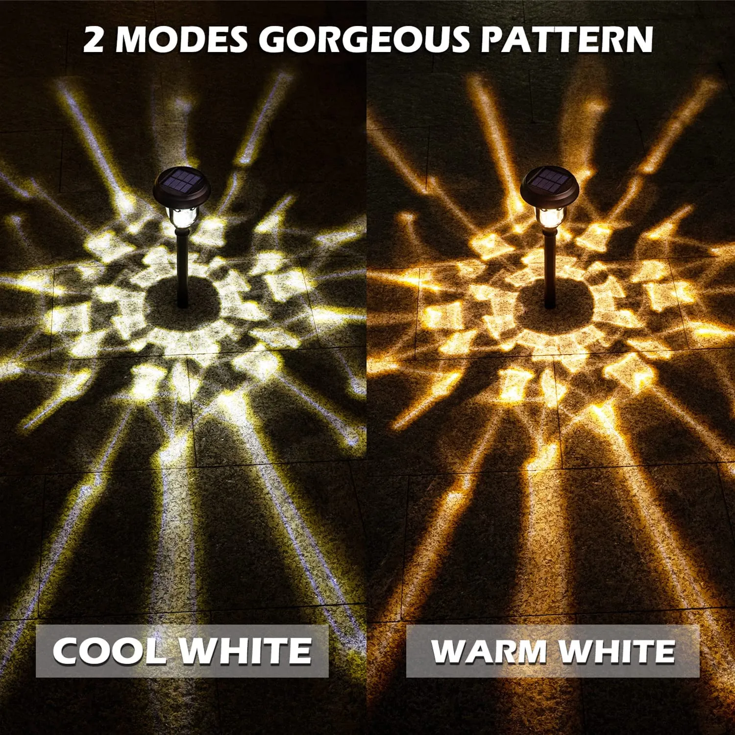 LeiDrail 6 Pack 2 Modes Super Bright Metal Glass Solar Path Light Waterproof Warm White/Cool White（LD017）