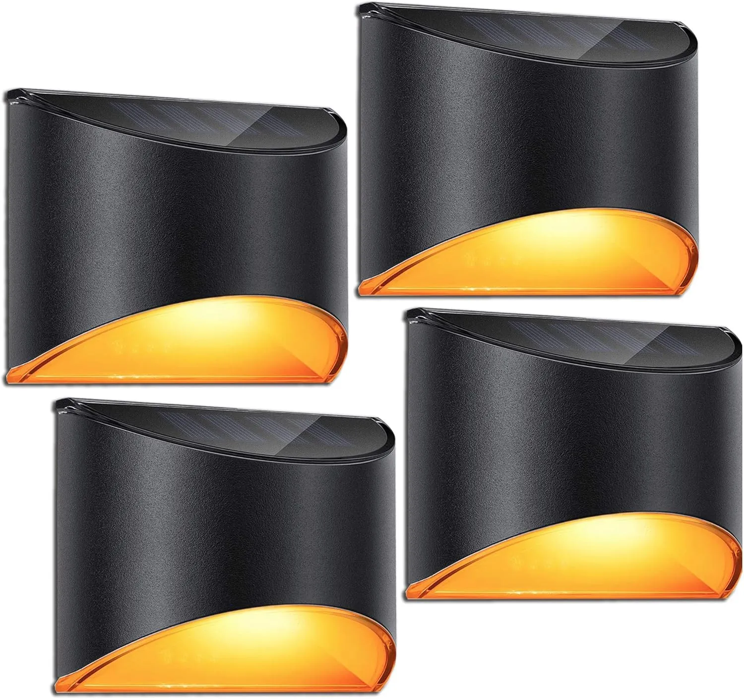 LeiDrail Solar Step Lights Outdoor Deck Fence Stair Warm Light Sun Powered LED Illuminated Landscape Lighting Waterproof for House Yard Garden Post Black - 4 Pack