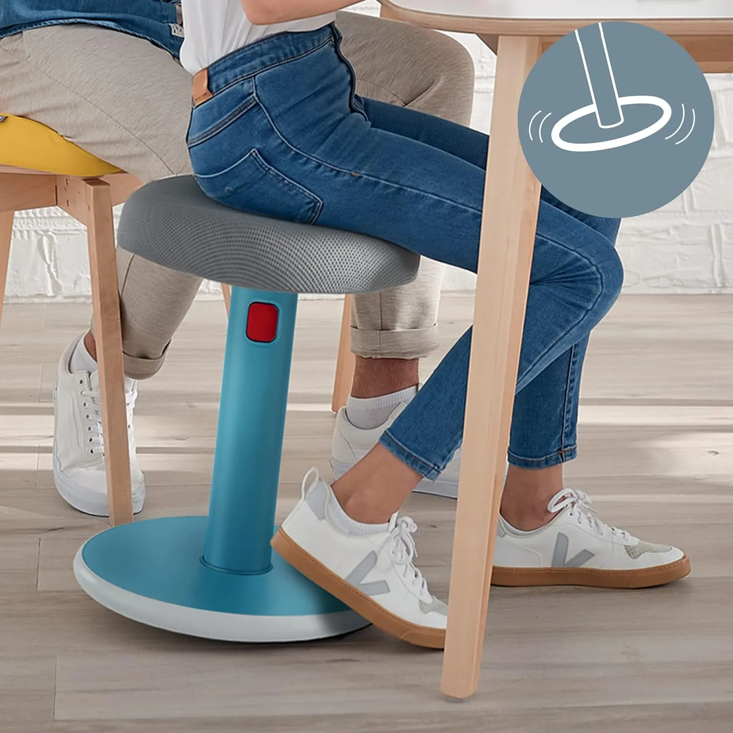 Leitz Active Sit Stand Stool, Ergonomic Height Adjustable 46cm to 79cm Wobble Stool, Round Swivel Office Desk Chair/Stool, Ergo Cosy Range, Calm Blue, 65180061