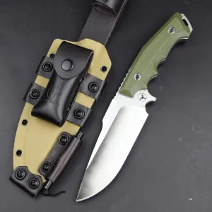 LENGREN【Tank 12 Inches 7.8MM THK Full Tang Heavy Fixed Blade Multifunctional Tactical Knife Sleipner Steel G10 Handle Kydex Sheath And Magnesium Rod For Camping Hiking Hunting (White)