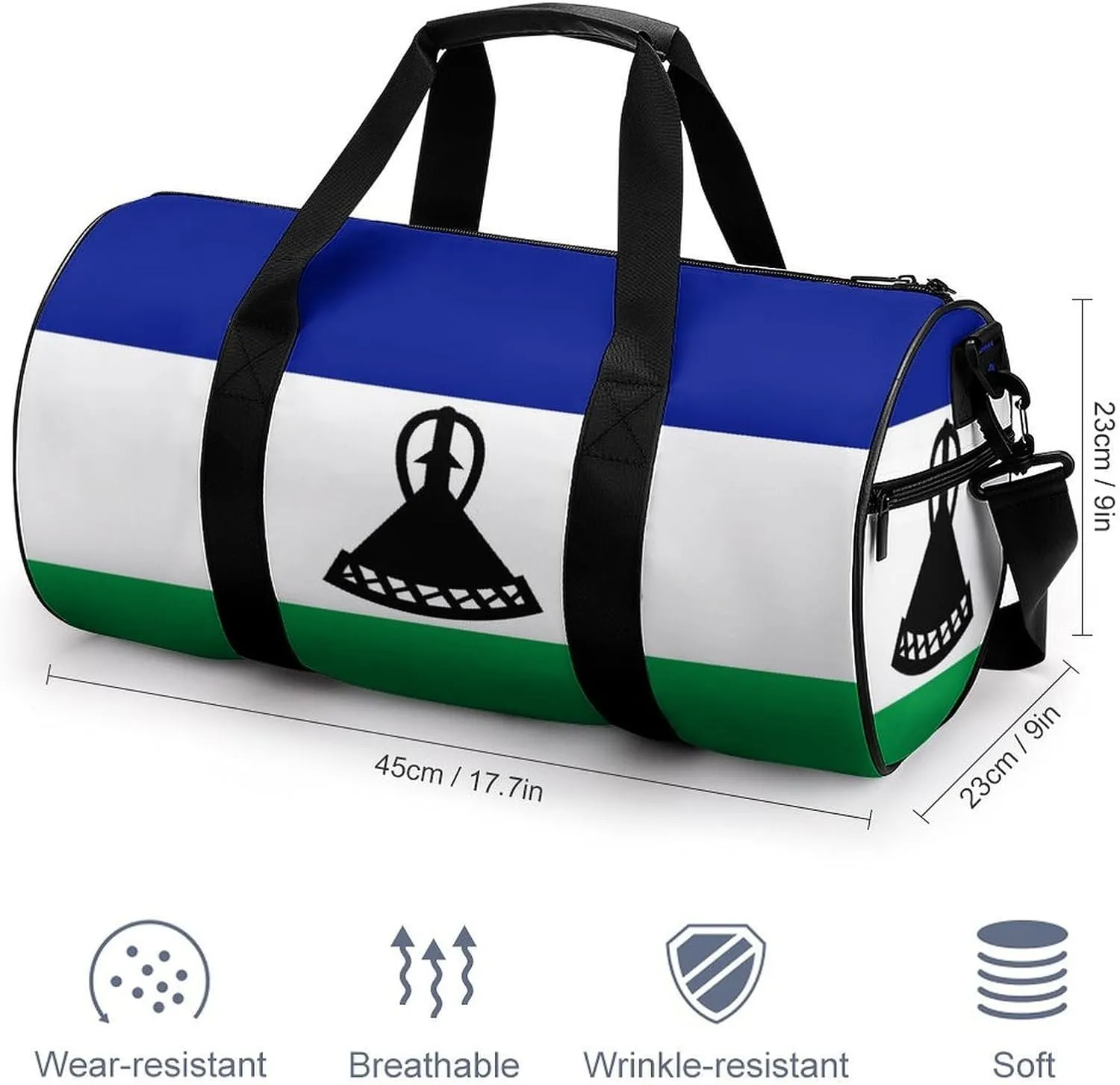 Lesotho Flag Duffel Bag Dry Wet Separation for Boys Girls Travel Gym Overnight
