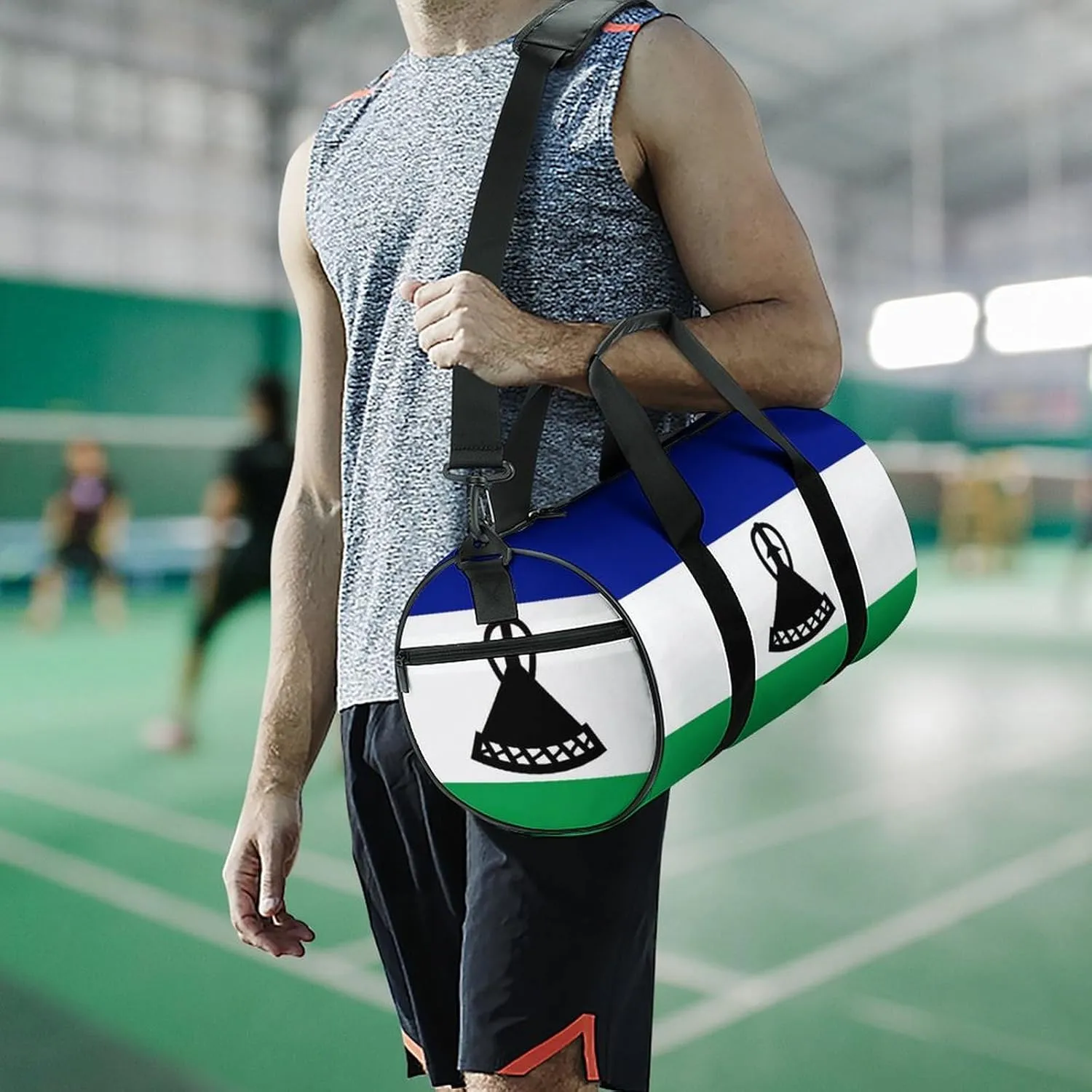Lesotho Flag Duffel Bag Dry Wet Separation for Boys Girls Travel Gym Overnight