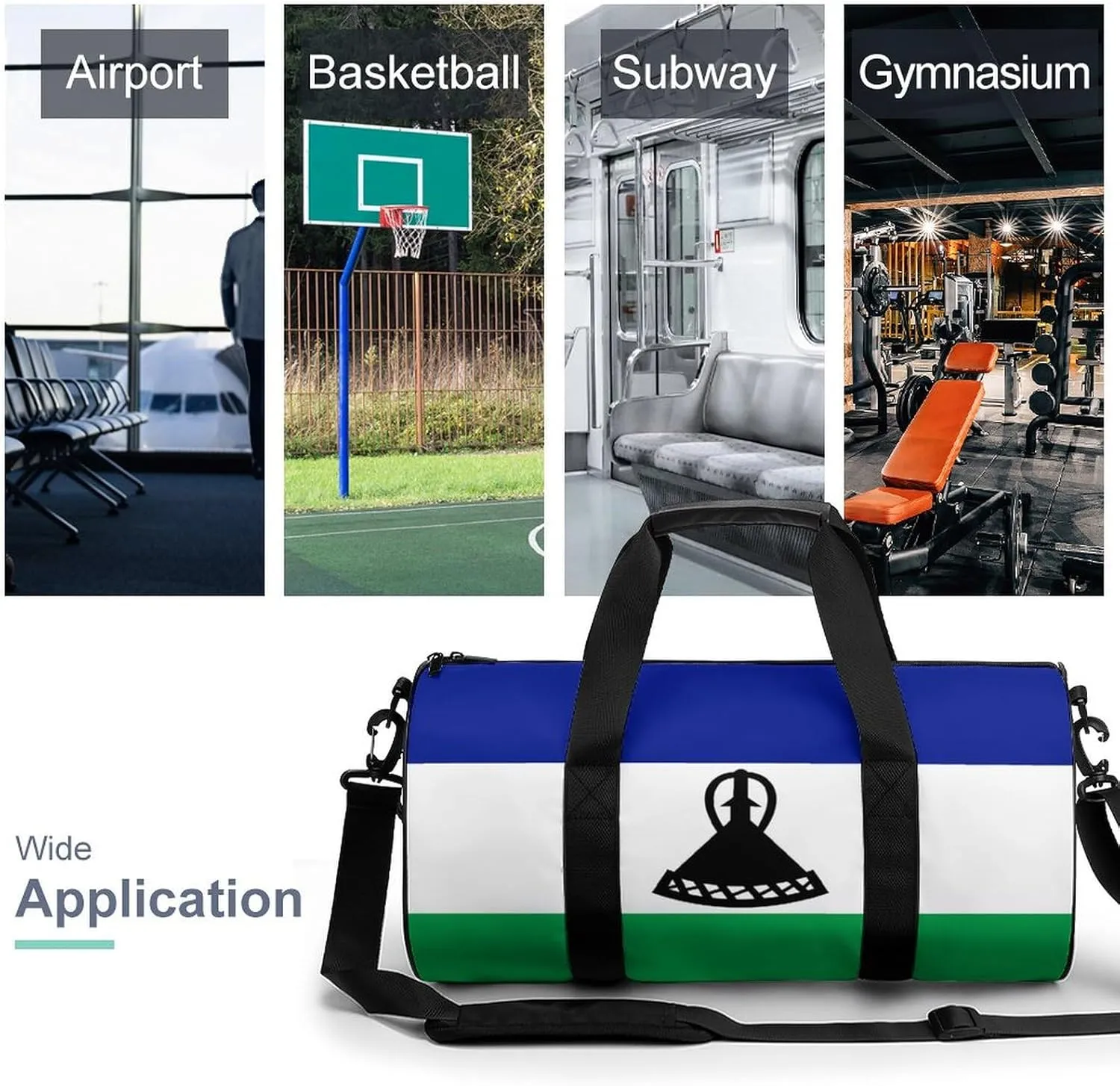 Lesotho Flag Duffel Bag Dry Wet Separation for Boys Girls Travel Gym Overnight