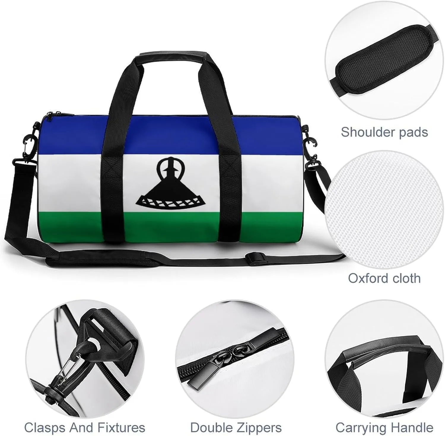 Lesotho Flag Duffel Bag Dry Wet Separation for Boys Girls Travel Gym Overnight
