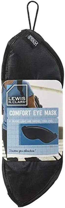 Lewis N. Clark Comfort Eye Mask   Sleep Aid to Block Light for Travel, Airplane, Hotel, Airport, Insomnia   Headache Relief with Adjustable Straps, 2 pack, Black