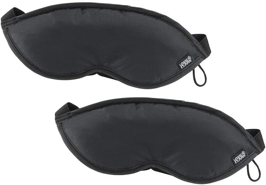 Lewis N. Clark Comfort Eye Mask   Sleep Aid to Block Light for Travel, Airplane, Hotel, Airport, Insomnia   Headache Relief with Adjustable Straps, 2 pack, Black