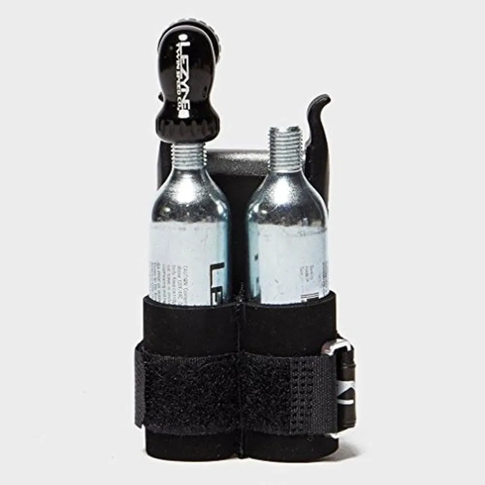LEZYNE Twin Kit Bicycle C02 & Tire Repair Kit - Includes Twin Speed CO2 Inflator, 2 Threaded CO2 Cartridges 16g, and Lever Kit