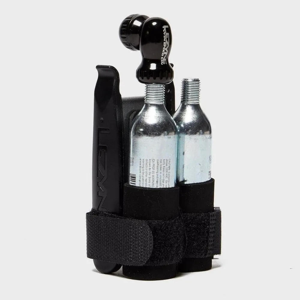LEZYNE Twin Kit Bicycle C02 & Tire Repair Kit - Includes Twin Speed CO2 Inflator, 2 Threaded CO2 Cartridges 16g, and Lever Kit